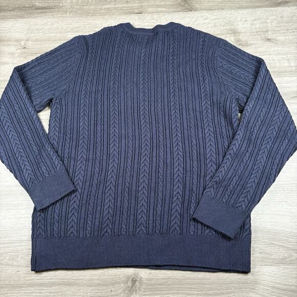 Slate & Stone Mens Size XL Navy Cable Wool Blend Sweater Waffle Knit - Picture 11 of 13
